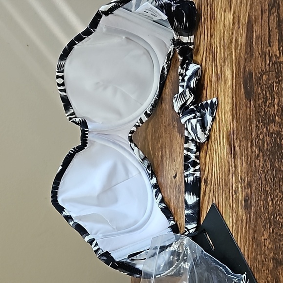 Skye Victoria Twist Black White Optional Straps Bandeau Size Medium - Picture 4 of 11